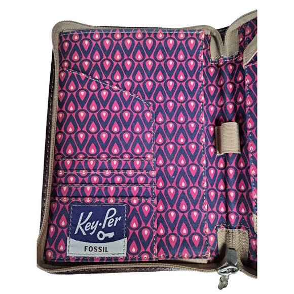 FOSSIL Key Per Tablet Book Kindle Cover/Organizer Canvas Floral Zip Closure - Picture 4 of 12
